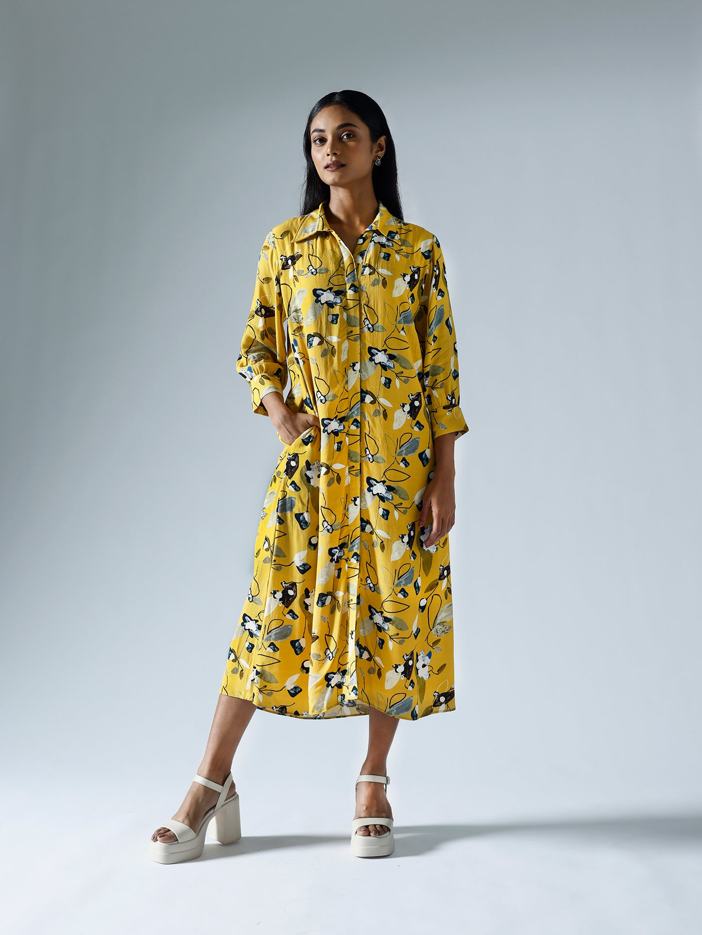 Vivid Yellow Shirt Dress
