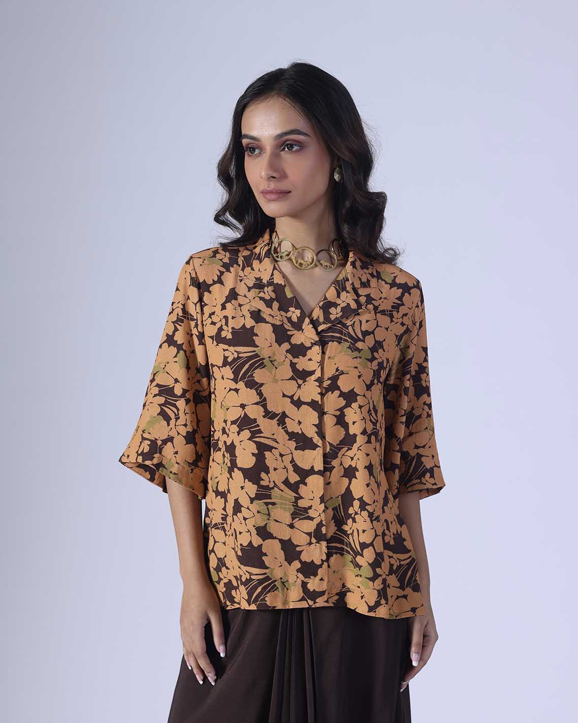SPRING BROWN SKIRT SET