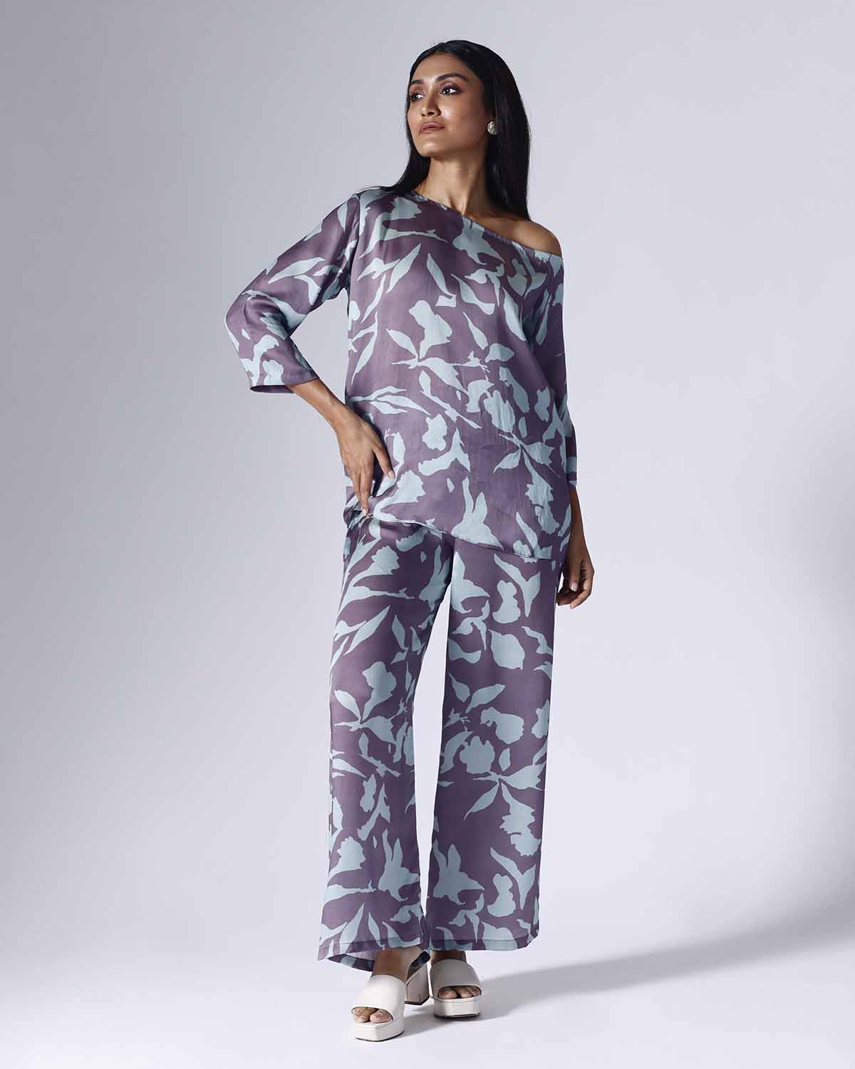 FOLIAGE DROP SHOULDER COORD SET