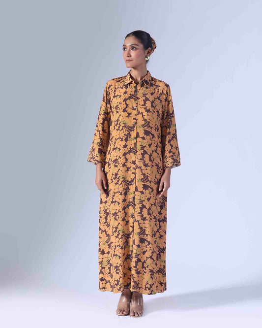 SPRING BROWN LONG DRESS