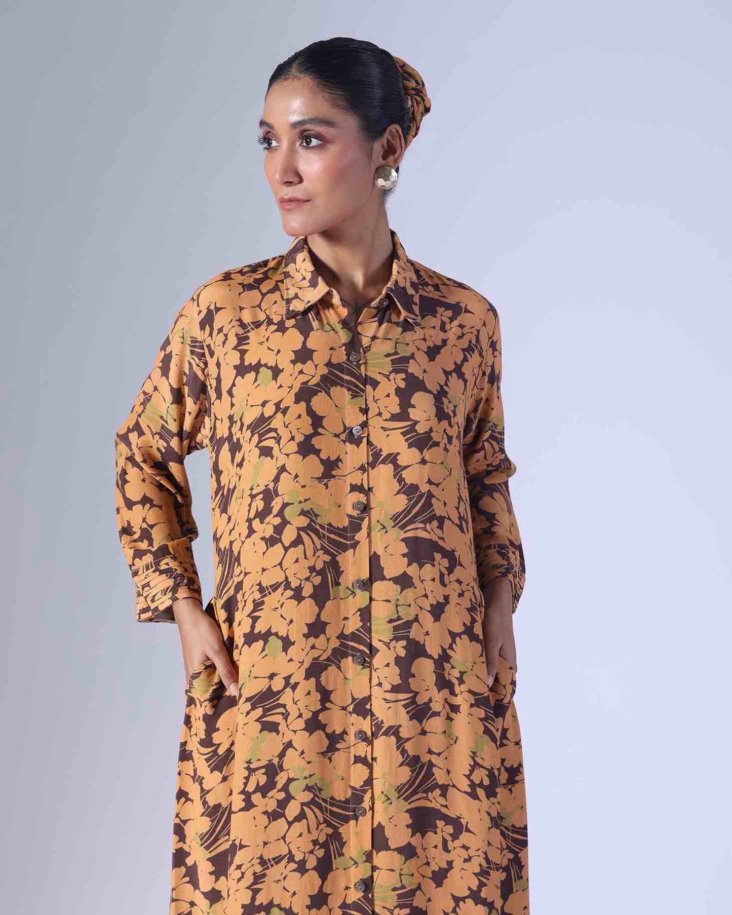 SPRING BROWN LONG DRESS