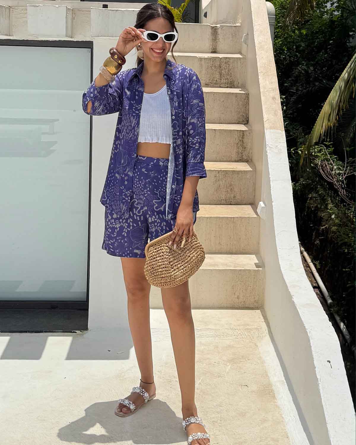 BOTANIC BLUE 3PC SHORTS SET