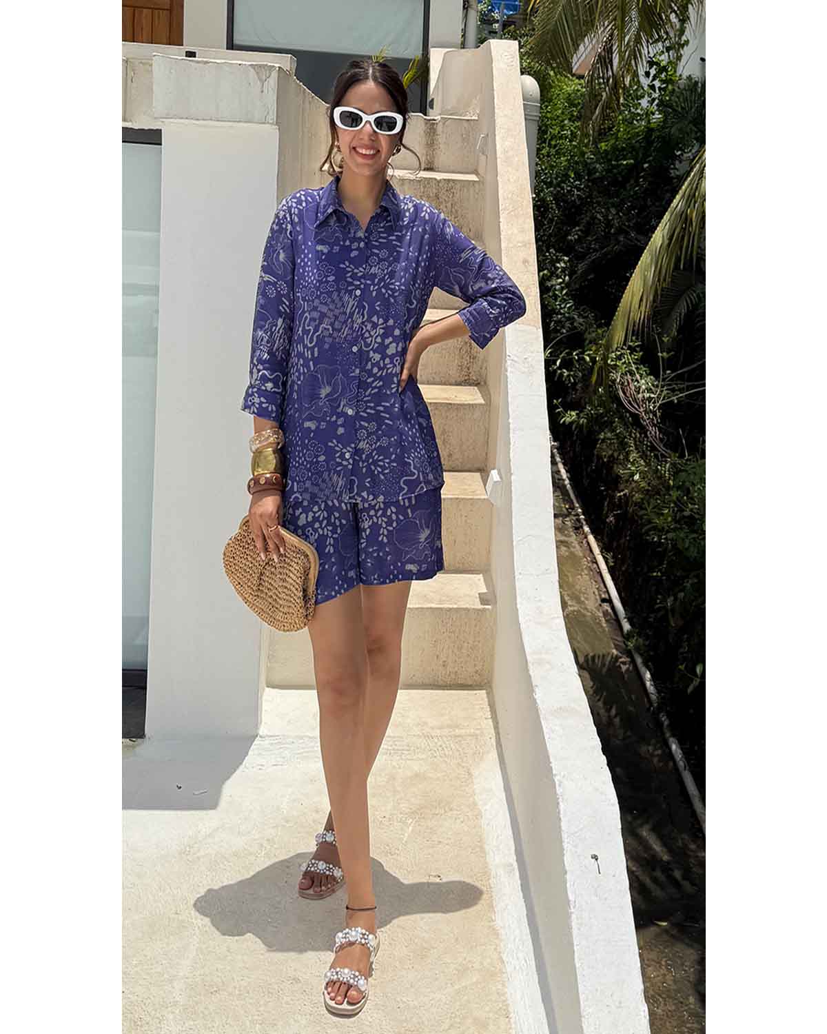 BOTANIC BLUE 3PC SHORTS SET