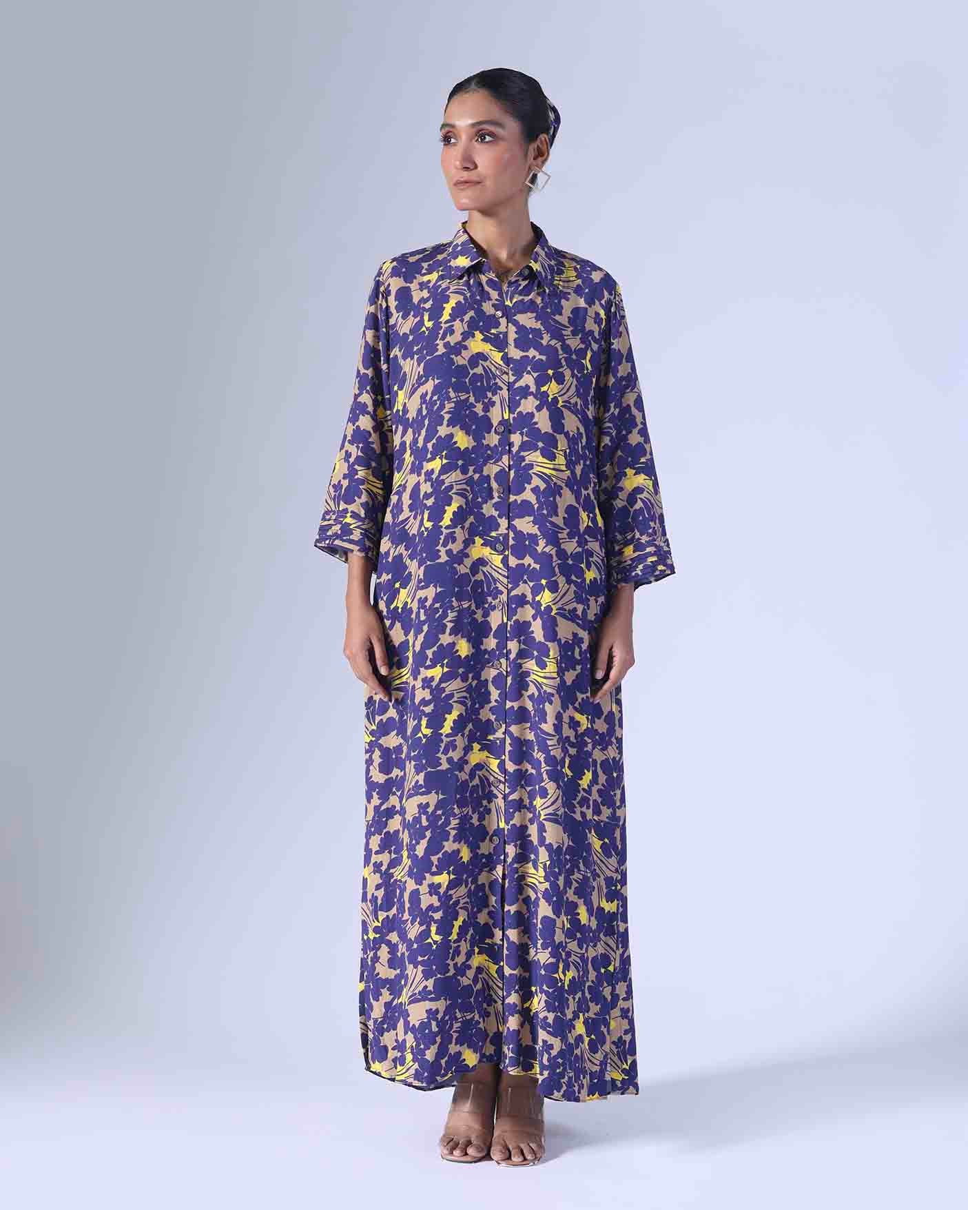 SPRING NAVY LONG DRESS