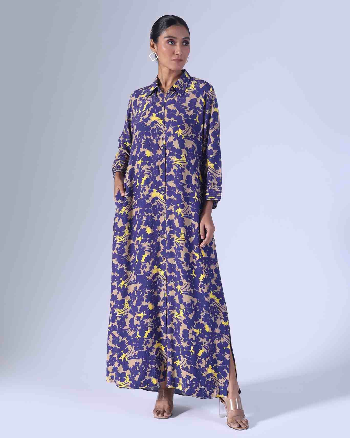SPRING NAVY LONG DRESS