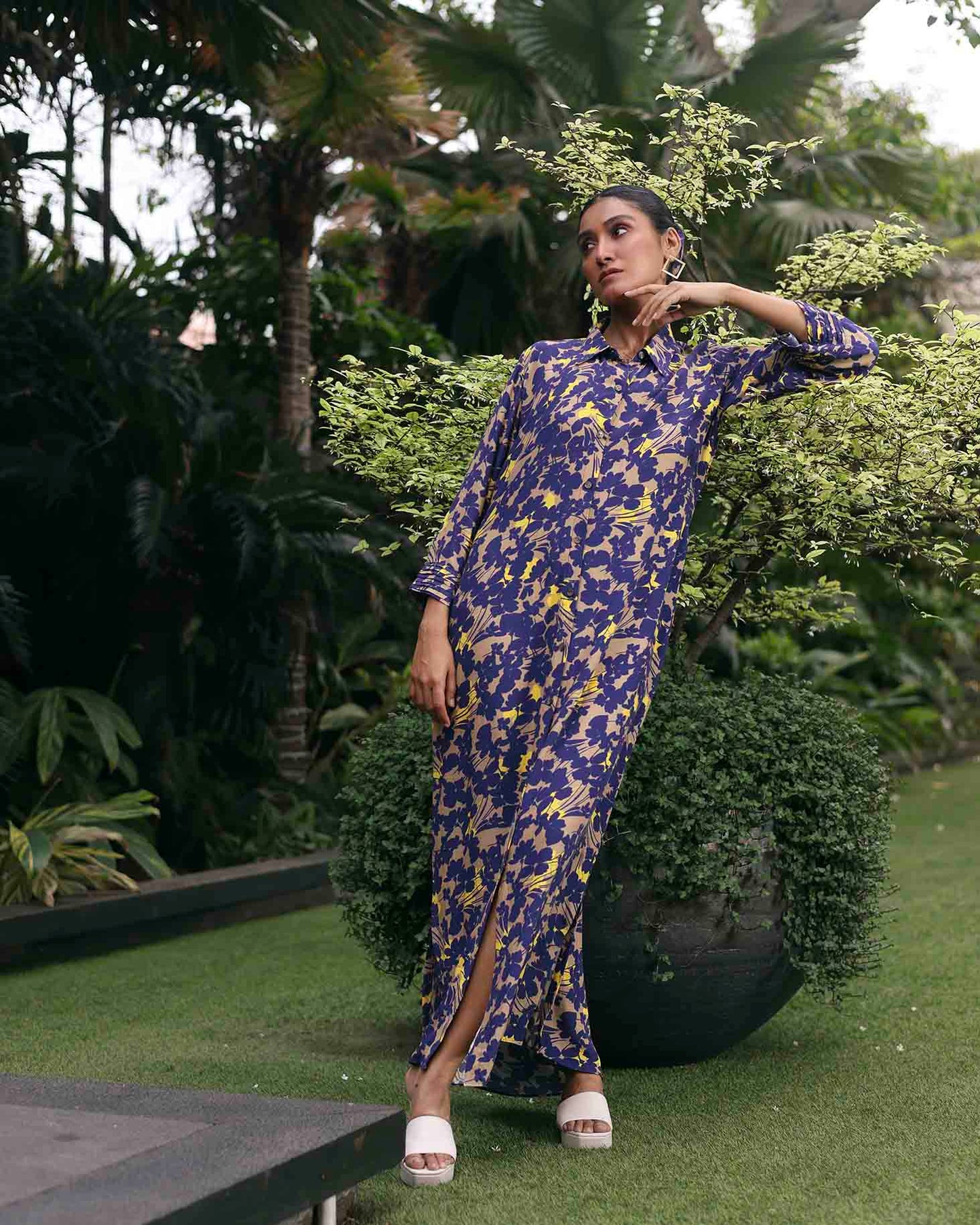 SPRING NAVY LONG DRESS