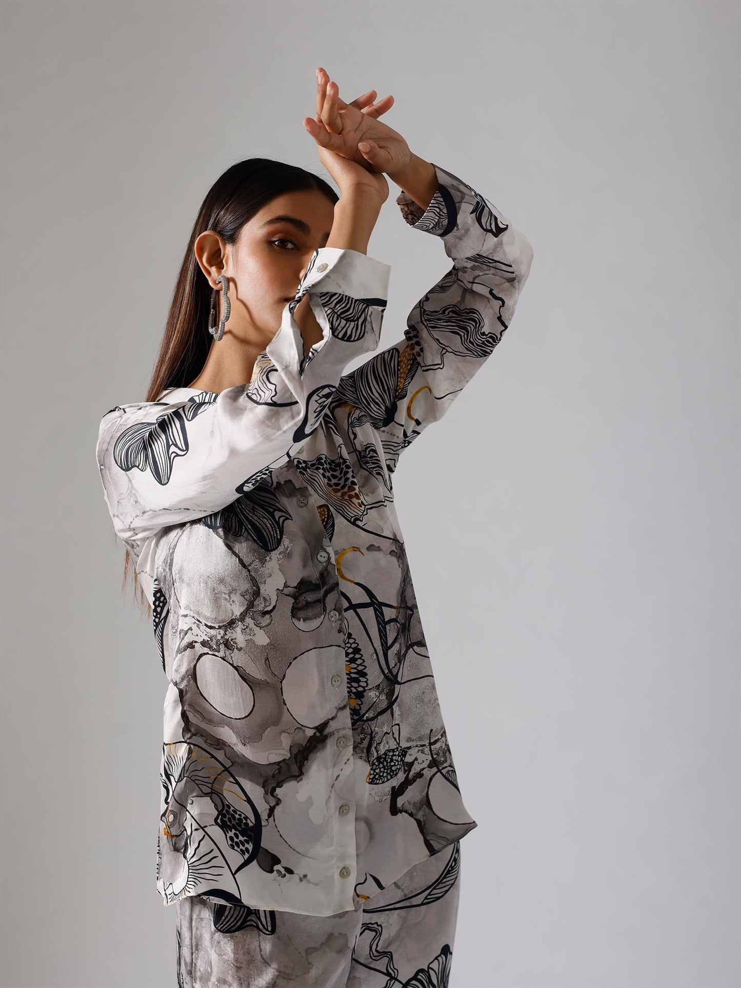 Khushnaz (Kat Diaries) in Reflect Monochrome Co-ord Set