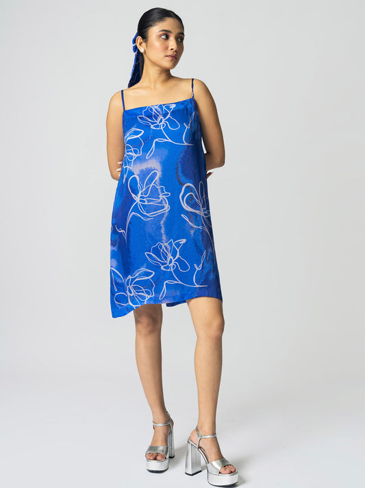 Marbled Blue Slip Dress