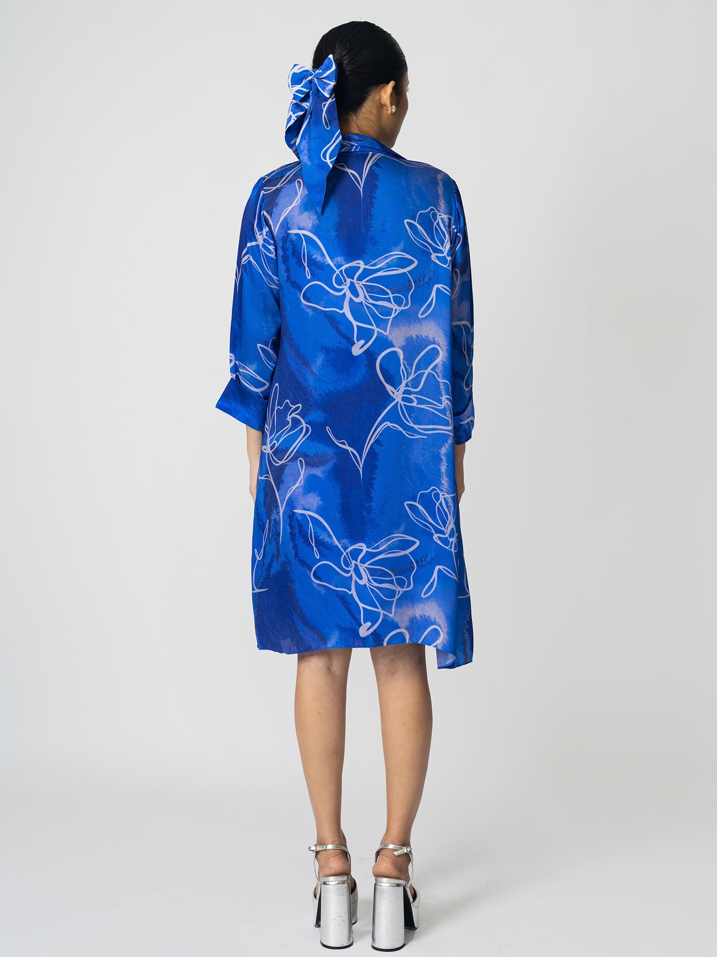 Marbled Blue Jacket with Slip Dress