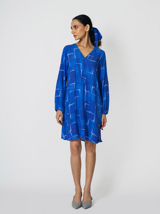 Brick Blue Shift Dress