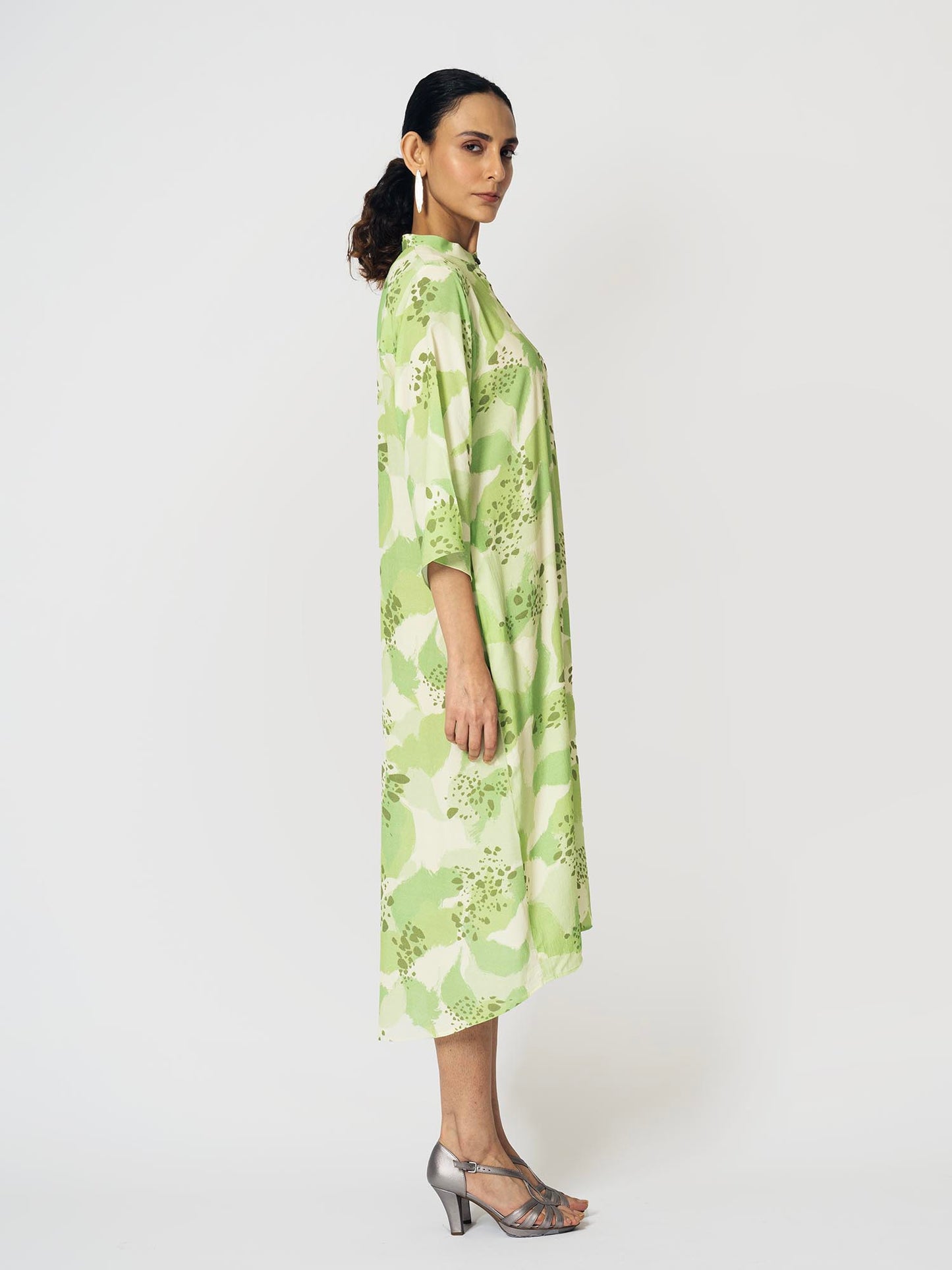 Dots Lime Dress with Scarf