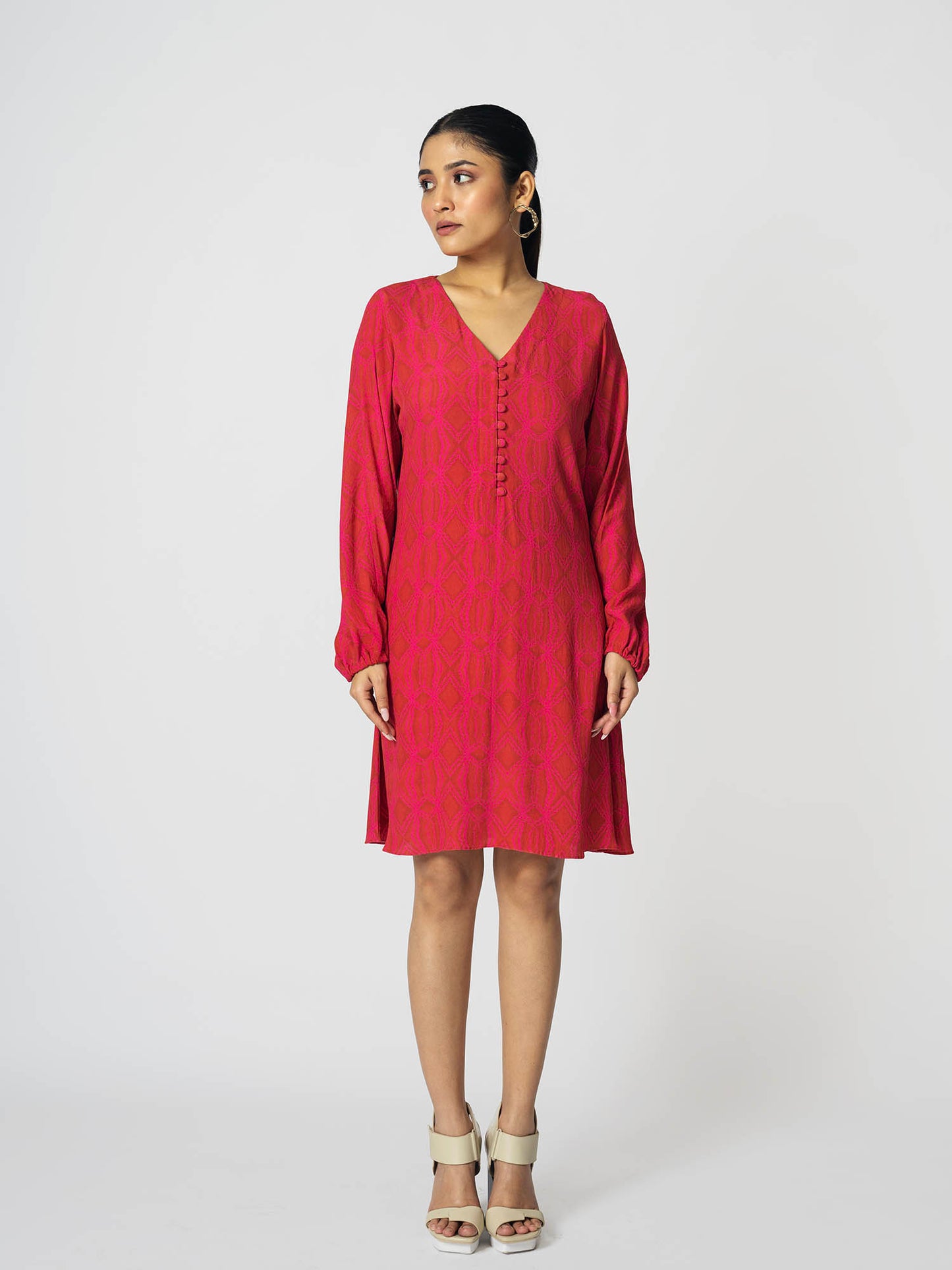 Rhombus Red Shift Dress