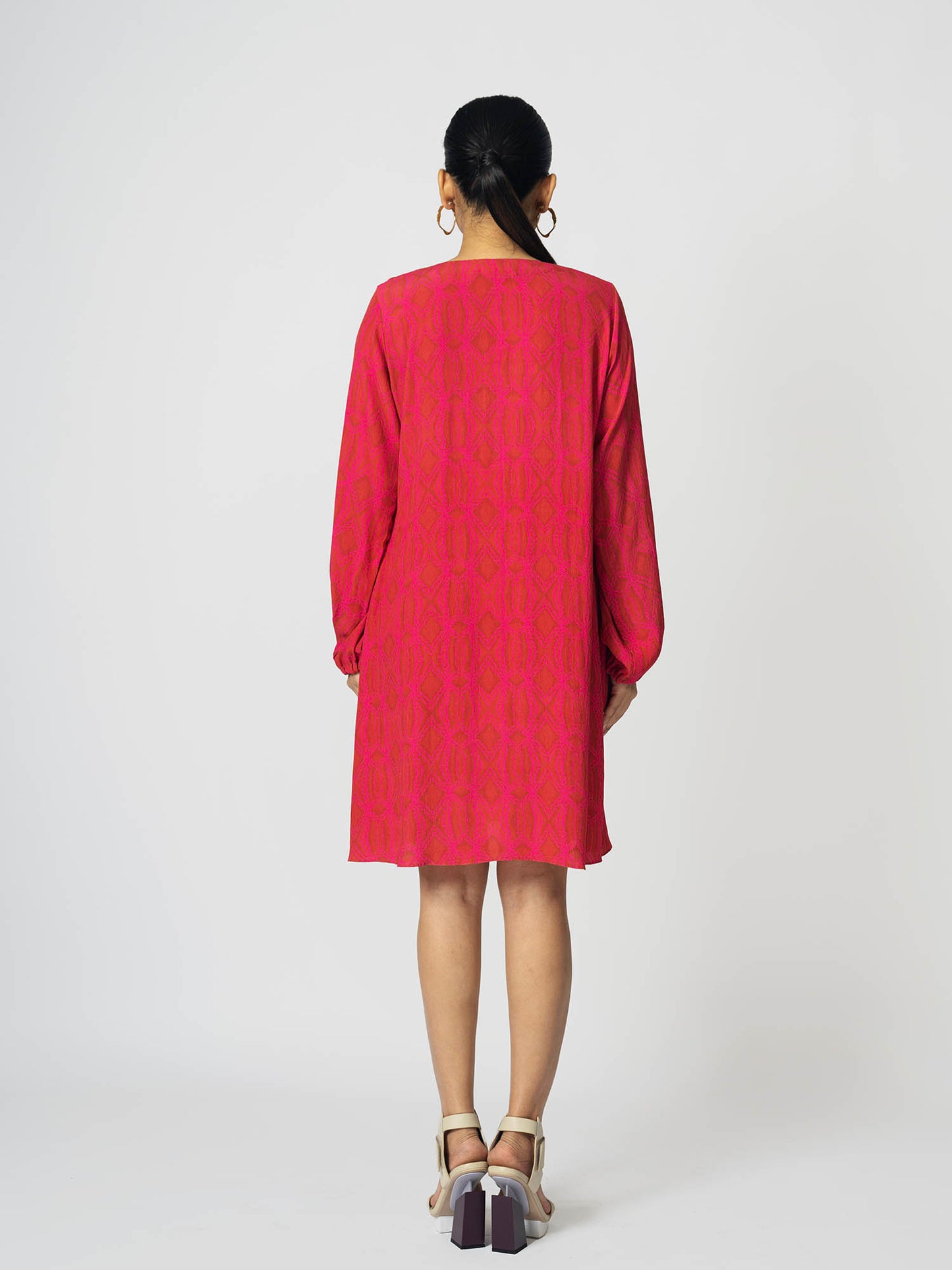 Rhombus Red Shift Dress