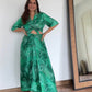 Urmi Daga in Marbled Green Assymetrical Top and Draped Skirt Set