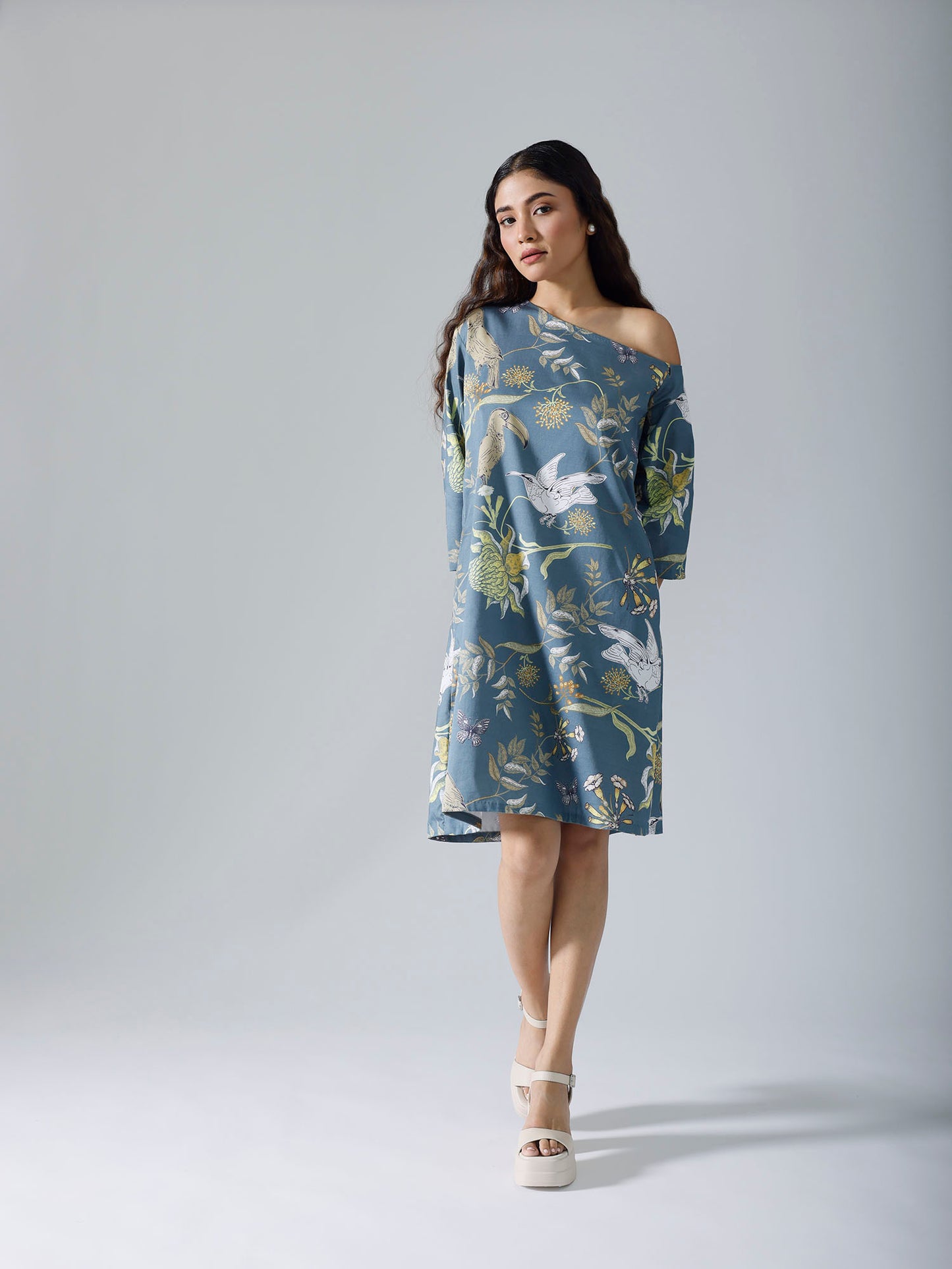 Toucan Teal Drop Shoulder Dress