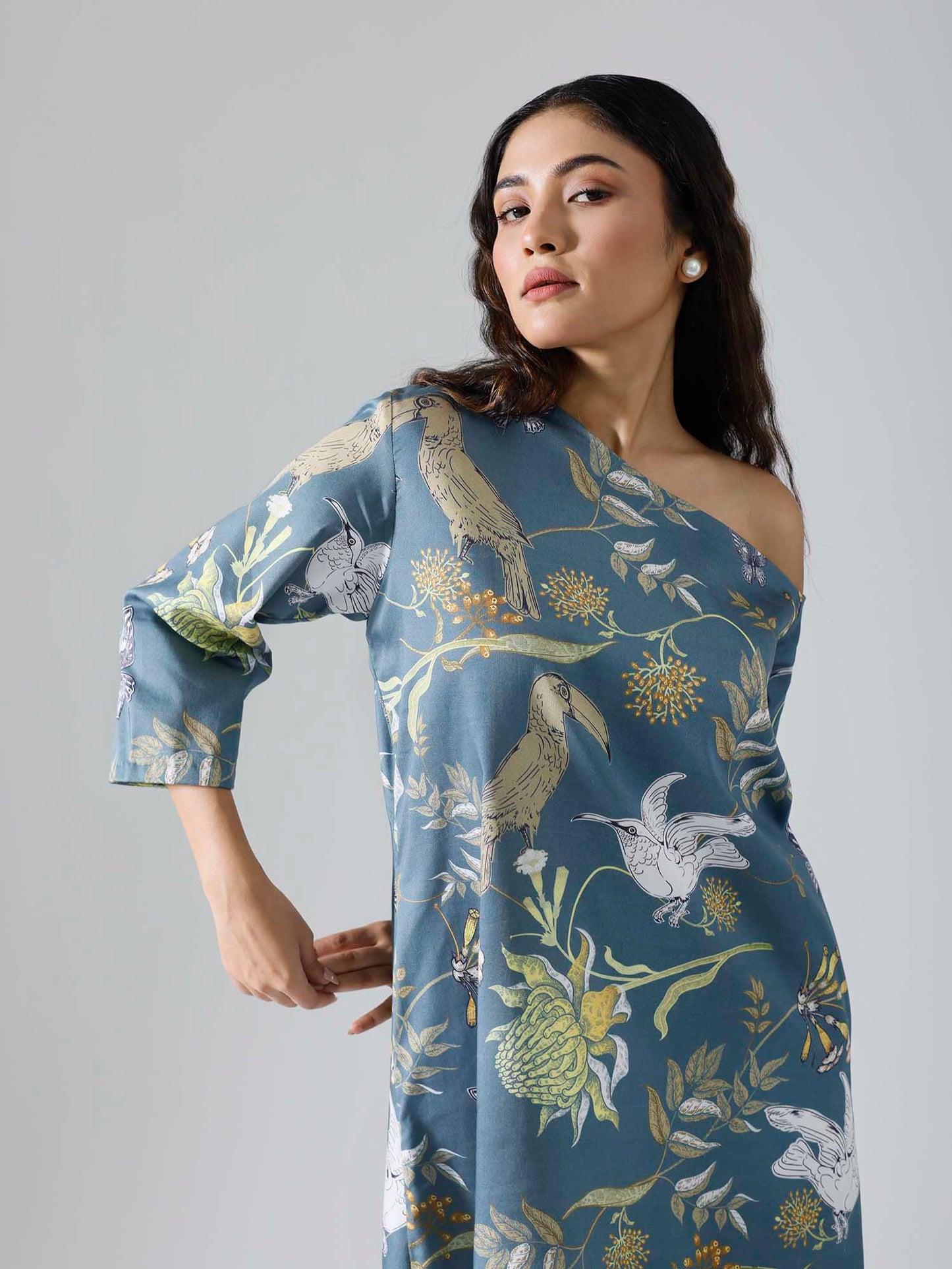 Toucan Teal Drop Shoulder Dress