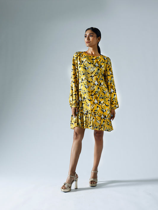 Pixelated Yellow Shift Dress