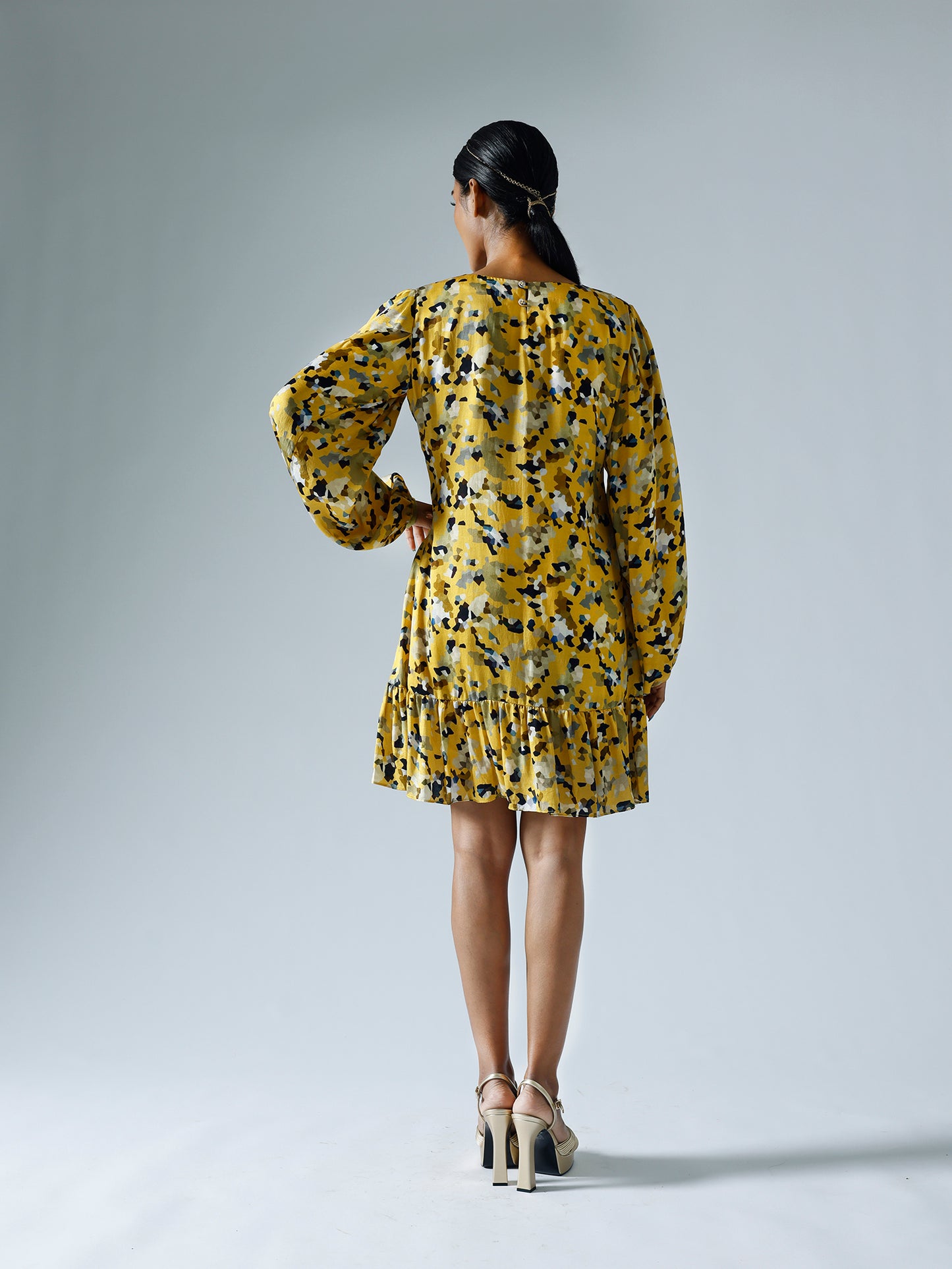 Pixelated Yellow Shift Dress