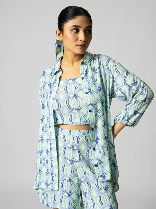 Rhombus Mint three piece shorts set