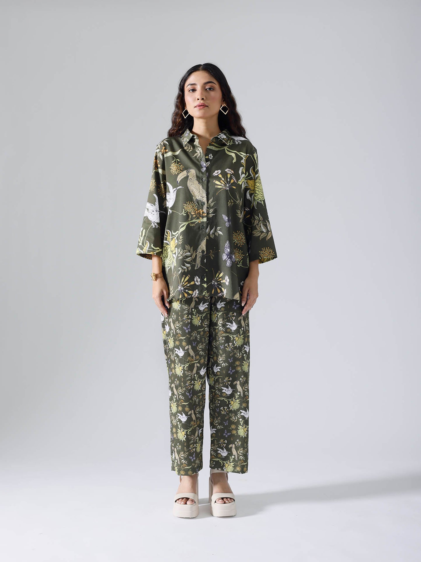 Toucan Olive Mismatch Co-ord Set