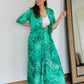 Urmi Daga in Marbled Green Assymetrical Top and Draped Skirt Set