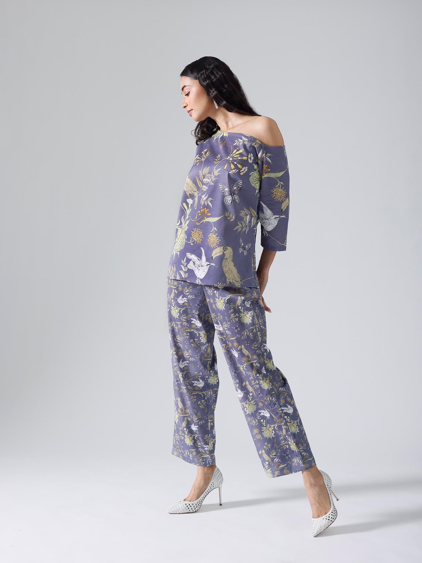 Toucan Lavender Mismatch Drop Shoulder Co-ord Set