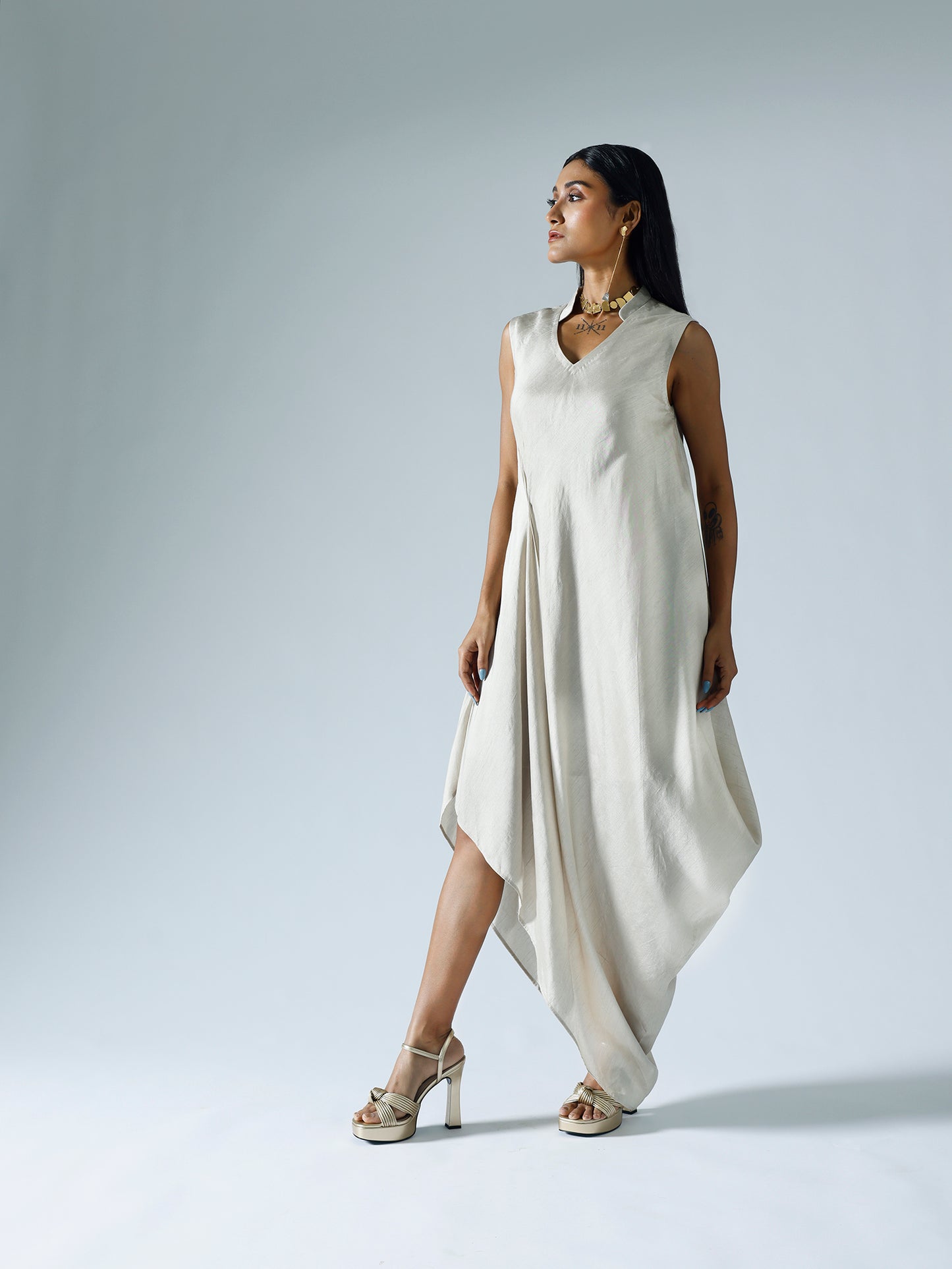 Grey Draped Dress