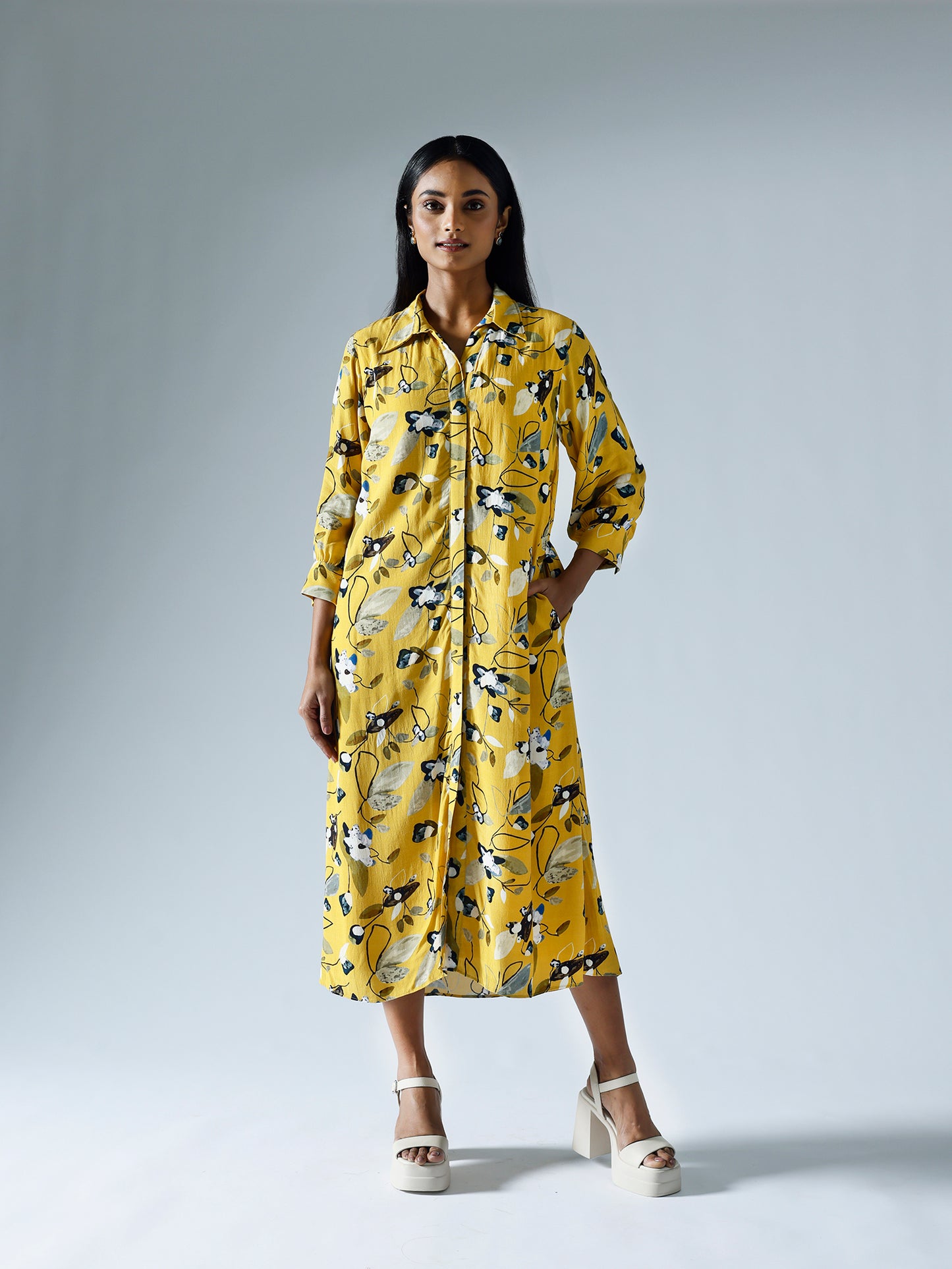 Vivid Yellow Shirt Dress