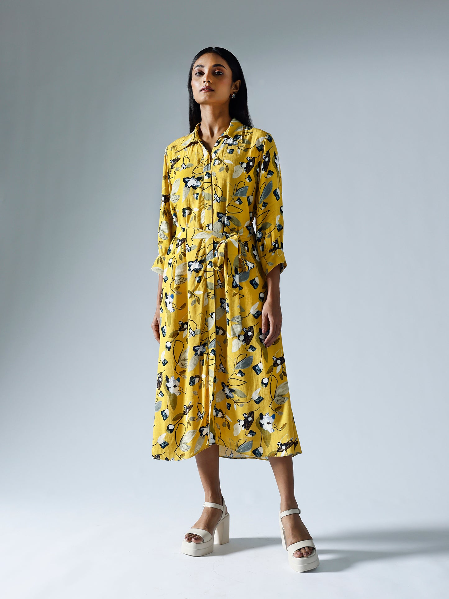 Vivid Yellow Shirt Dress