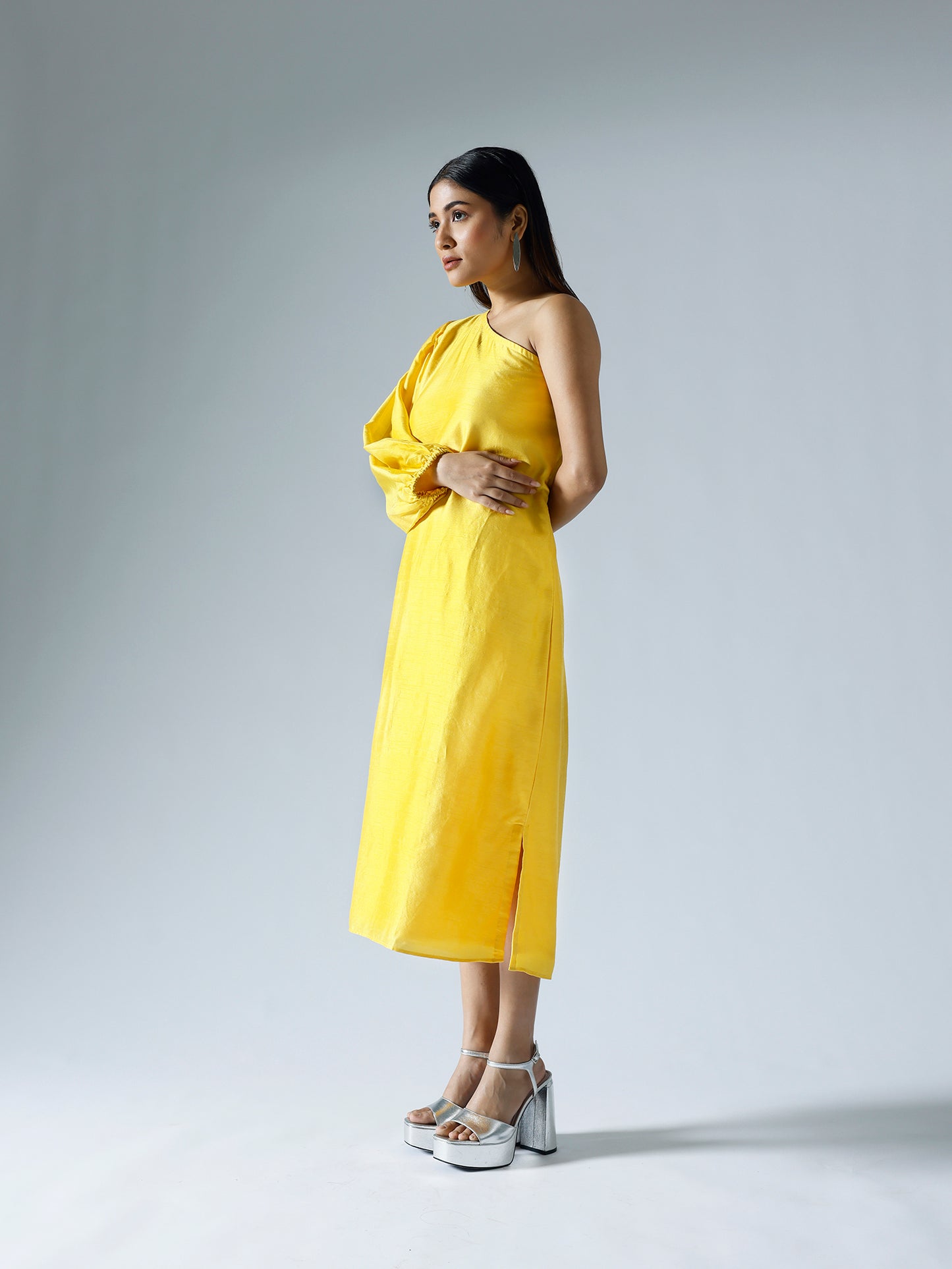 Yellow One Shoulder Dress