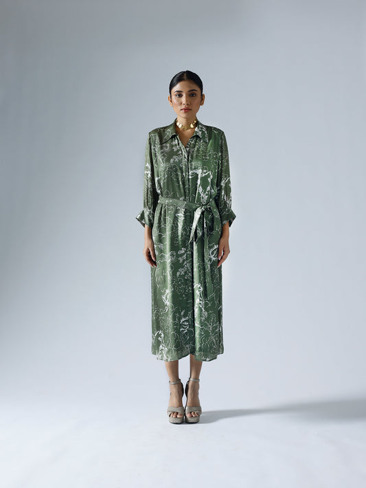 Bloom Green Shirt Dress