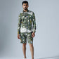 Vivid Green And Pixelated White Full sleeves Shirt With Shorts