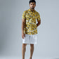 Pixelated Yellow Half sleeves Shirt With White Shorts