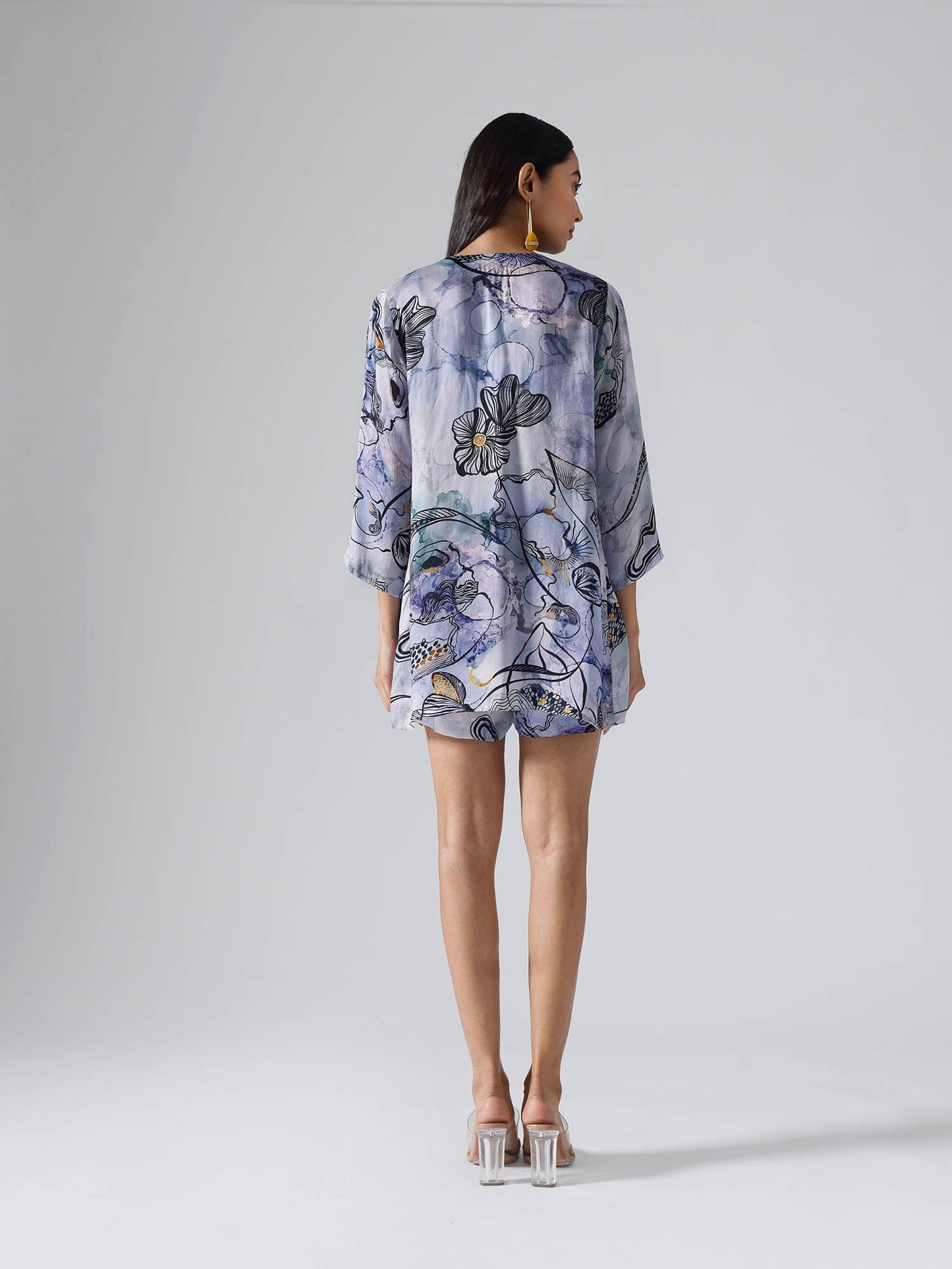 Reflect Marbled Blue Jacket Shorts Sets