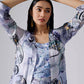 Reflect Marbled Blue Jacket Shorts Sets