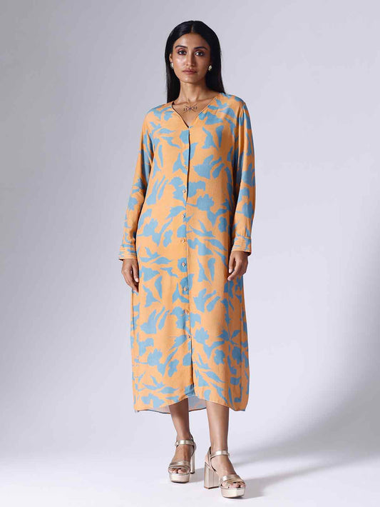 FOLIAGE ORANGE LONG DRESS