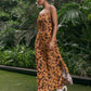 SPRING BROWN LONG SLIP DRESS