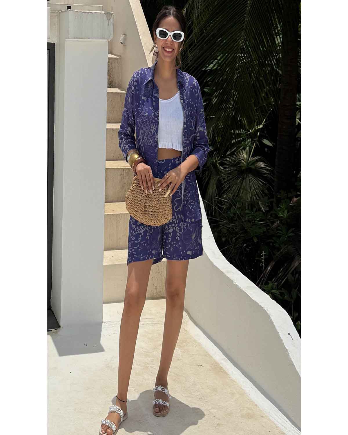BOTANIC BLUE 3PC SHORTS SET