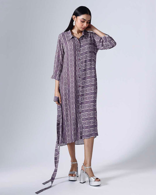 SHIBORI PLUM LONG DRESS