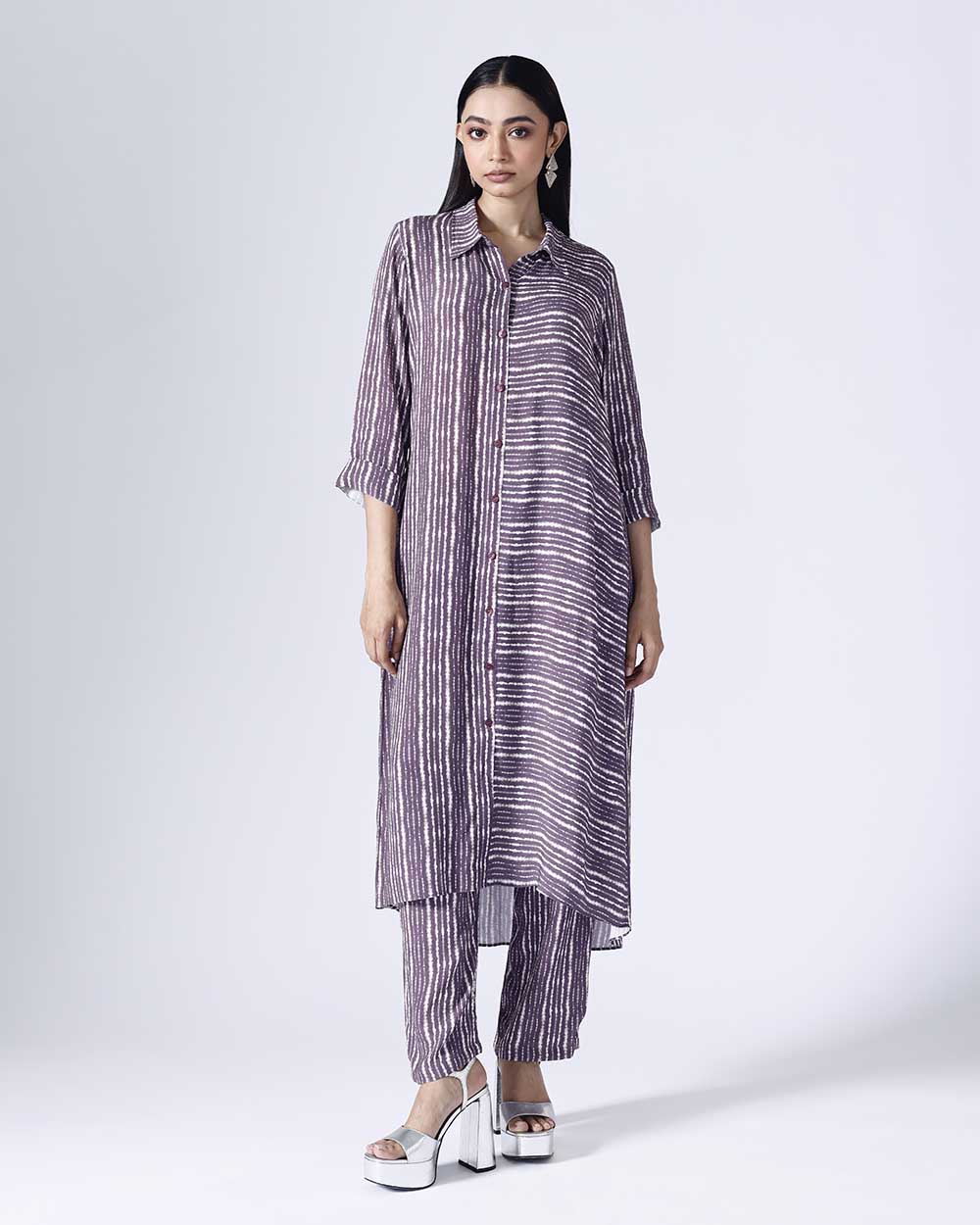 SHIBORI PLUM LONG COORDINATED SET