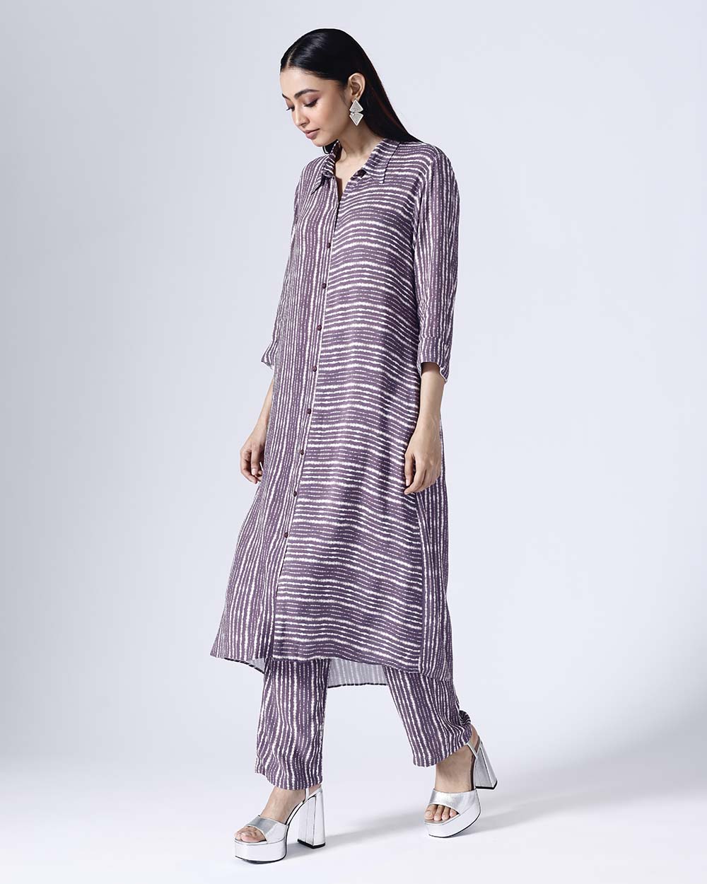 SHIBORI PLUM LONG COORDINATED SET