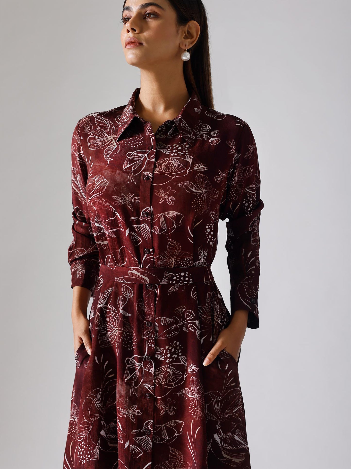 Reverie Wine Shirt Dress