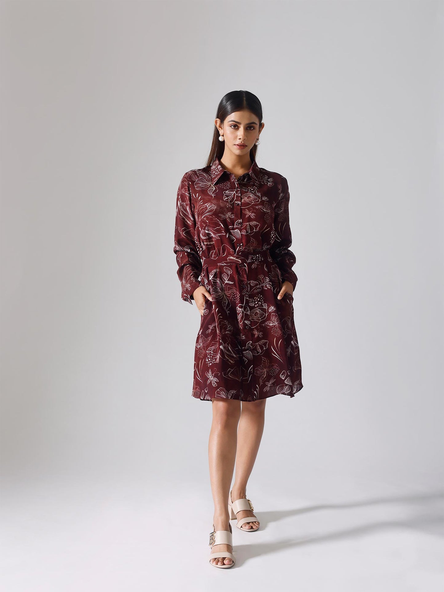 Reverie Wine Shirt Dress